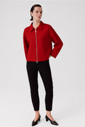 Pomegranate Flower Shirt Collar Zippered Women's Jacket
