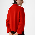 Pomegranate Flower Shirt Collar Zippered Women's Jacket