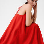 Pomegranate Flower Thin-Strap V-Neck Long Dress