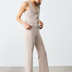 Ribbed Spanish Cuff Beige Women's Pants