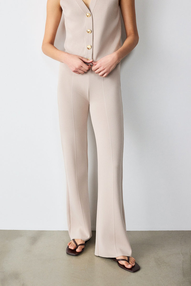Ribbed Spanish Cuff Beige Women's Pants