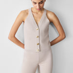 Ribbed Spanish Cuff Beige Women's Pants