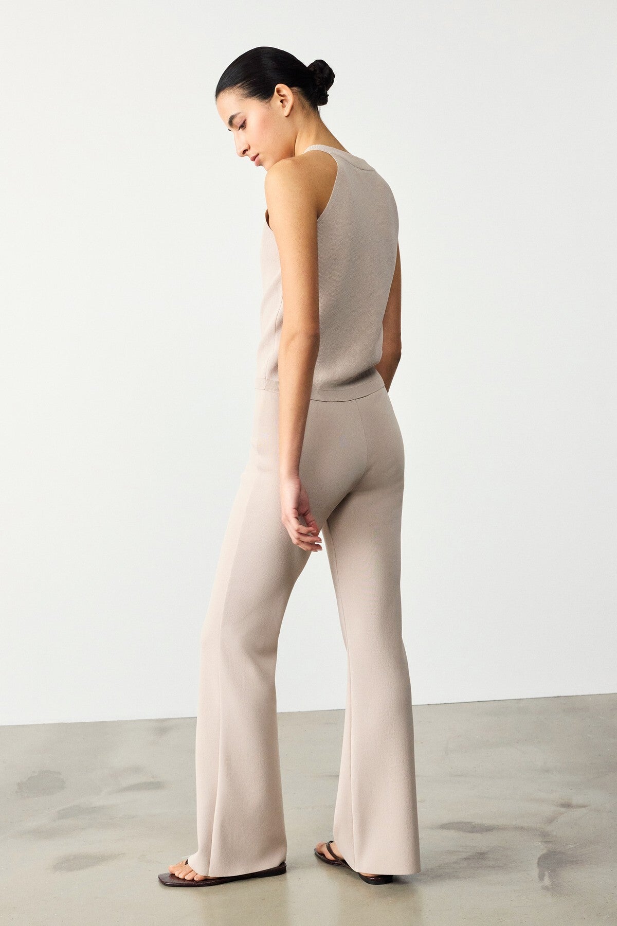 Ribbed Spanish Cuff Beige Women's Pants
