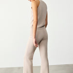 Ribbed Spanish Cuff Beige Women's Pants