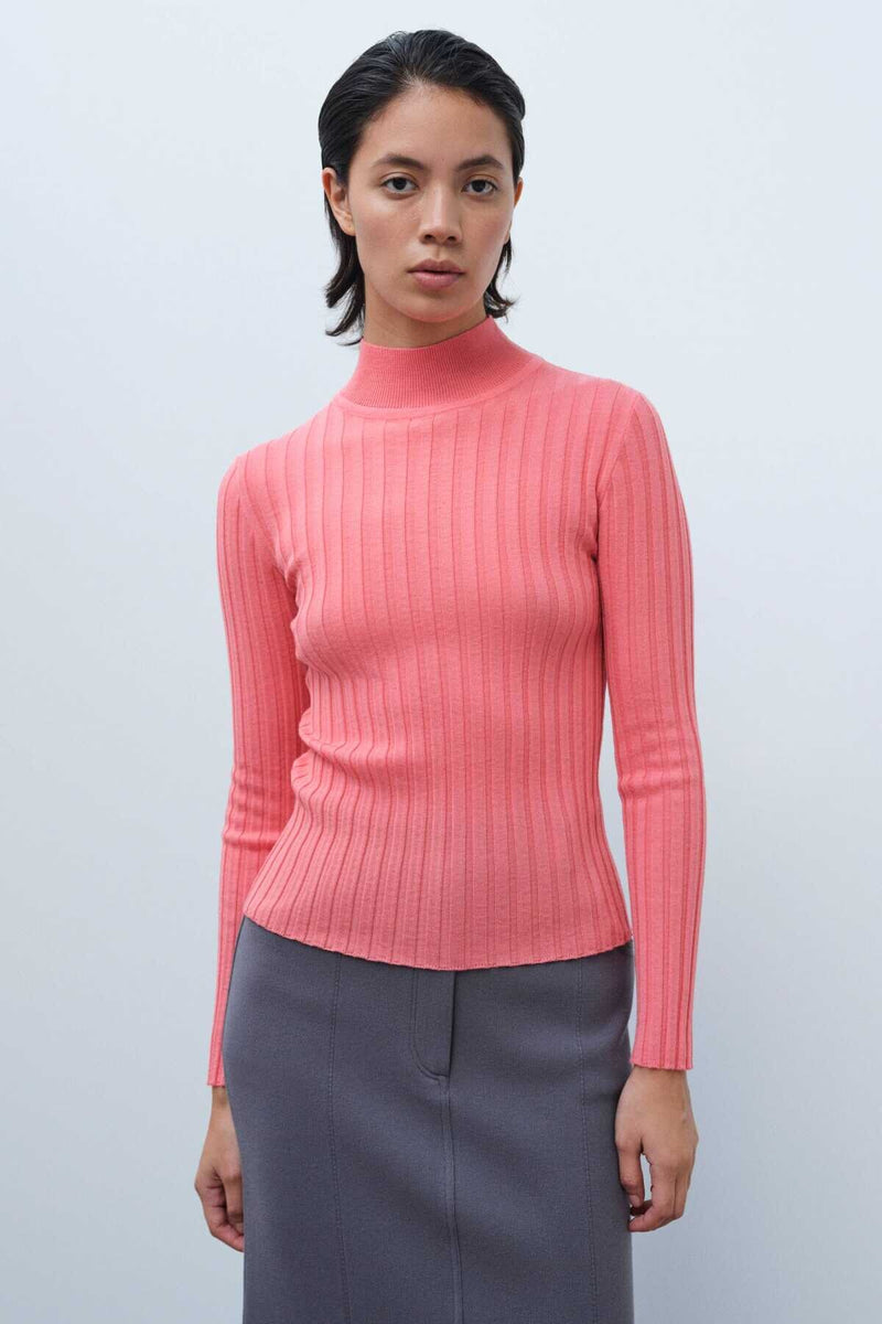 Pink Half-Turtleneck Women's Sweater