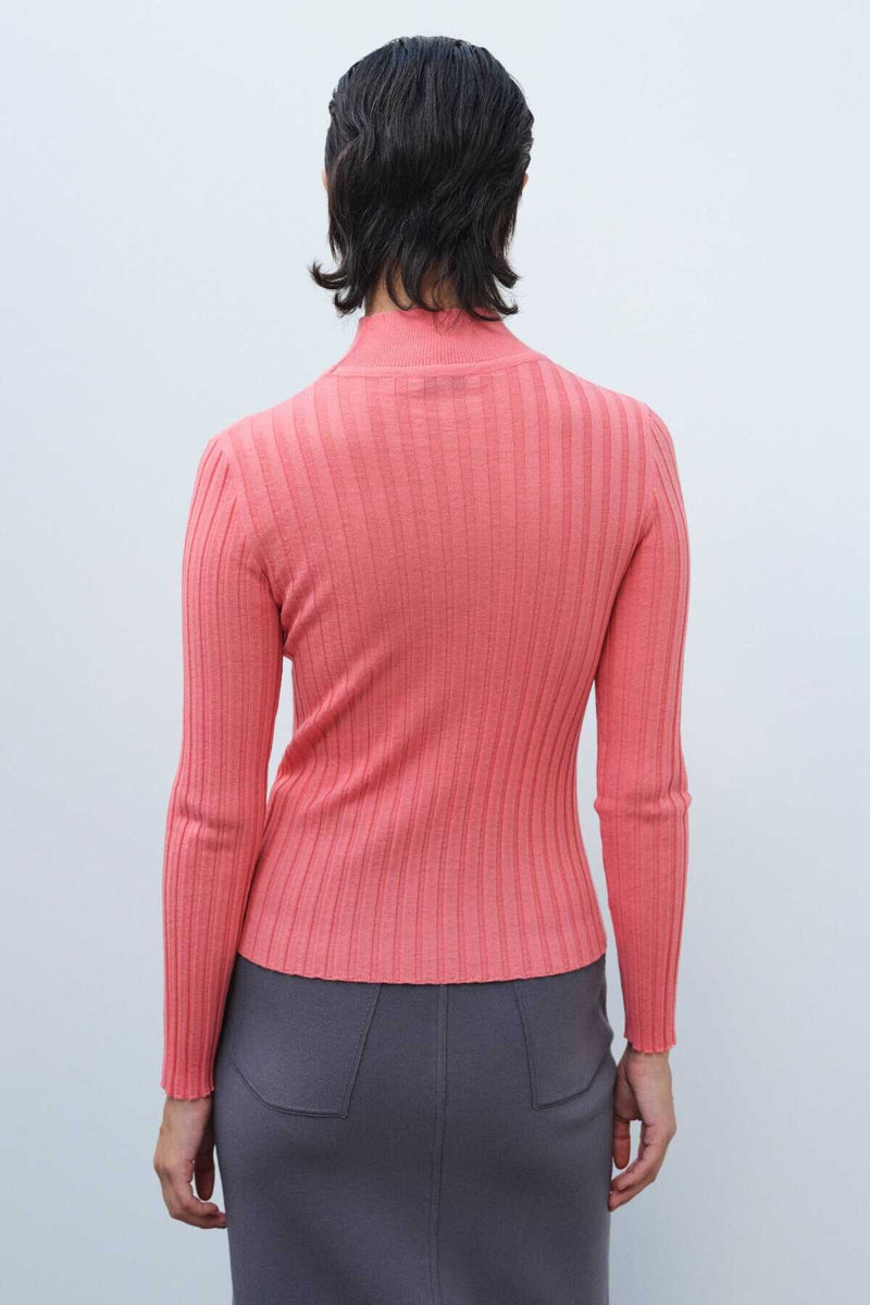 Pink Half-Turtleneck Women's Sweater