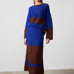 Saks Brown Mercerized Midi Skirt