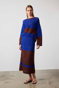 Saks Brown Mercerized Midi Skirt