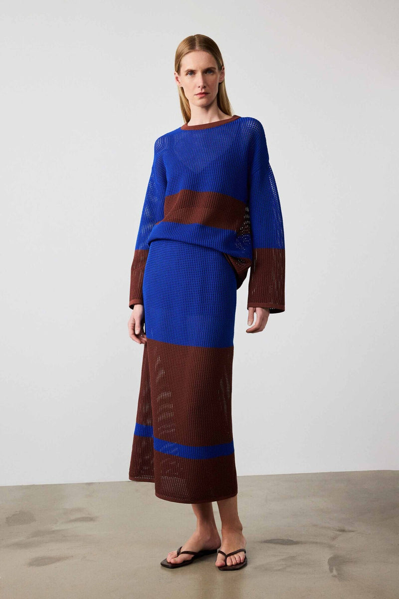Saks Brown Mercerized Midi Skirt