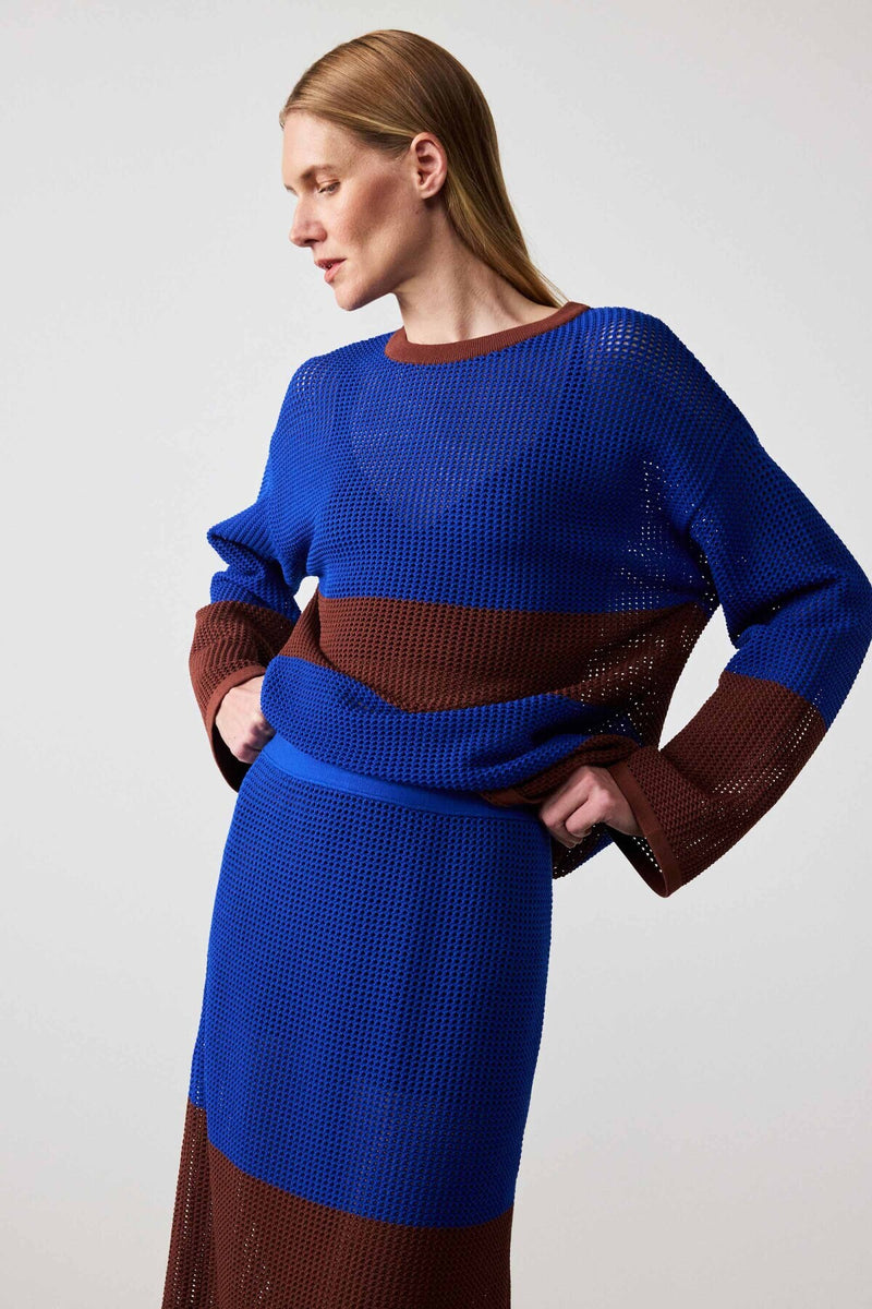 Saks Brown Mercerized Midi Skirt