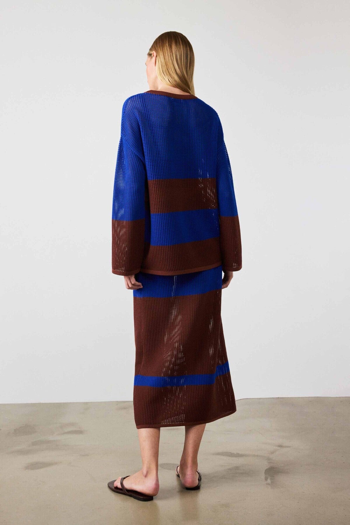 Saks Brown Mercerized Midi Skirt