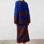 Saks Brown Mercerized Midi Skirt
