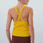 Yellow Cross-Strap Women's Athletic Top