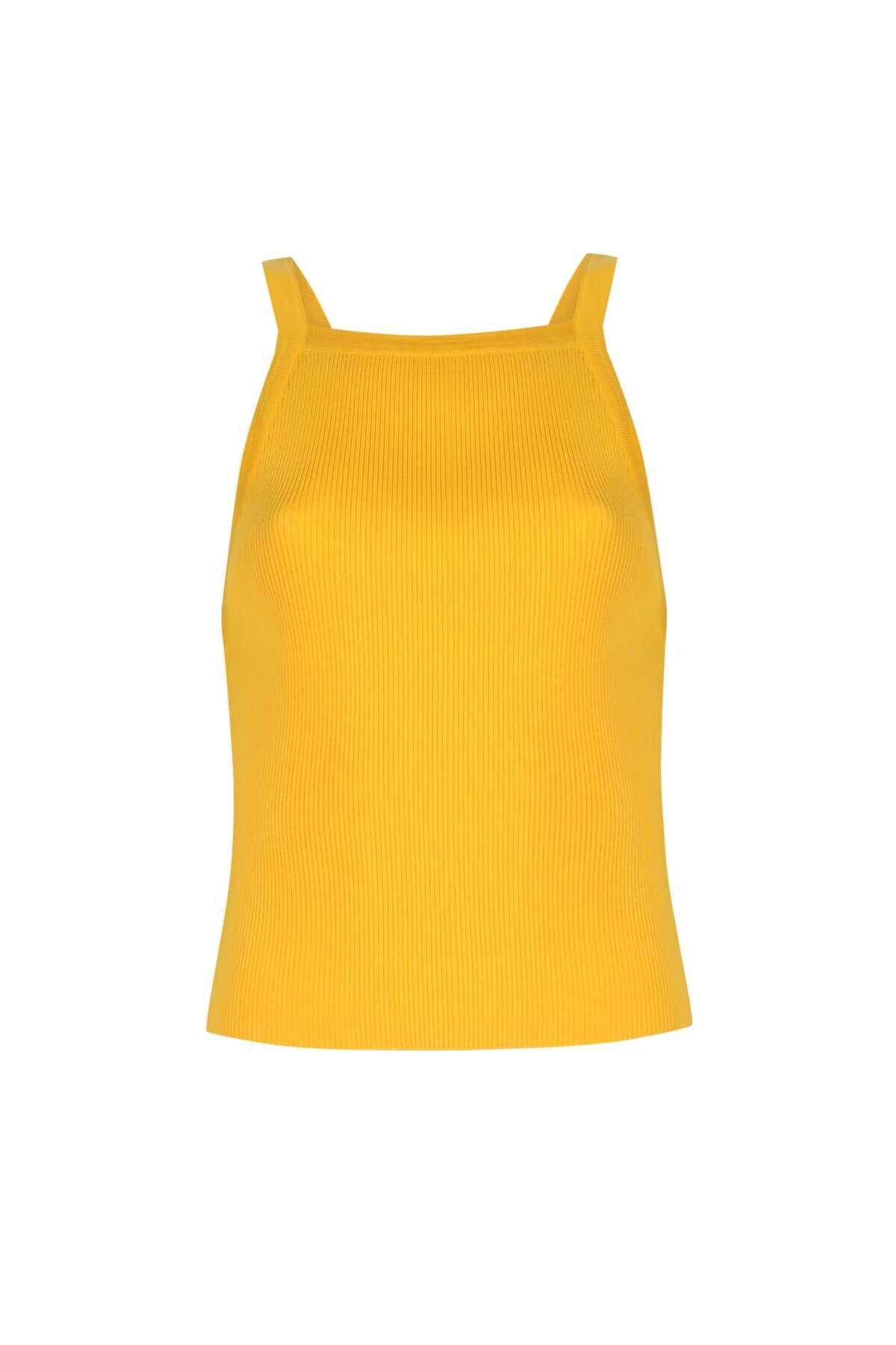 Yellow Cross-Strap Women's Athletic Top