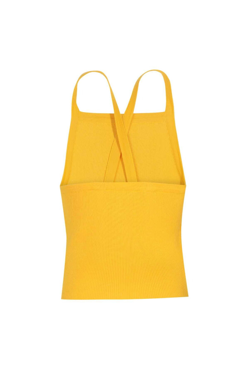 Yellow Cross-Strap Women's Athletic Top