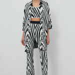 Black and White Patterned Women's Cardigan