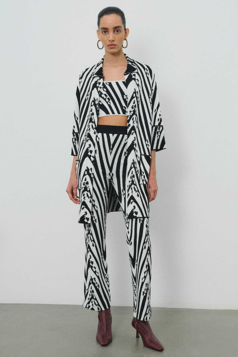 Black and White Patterned Women's Cardigan