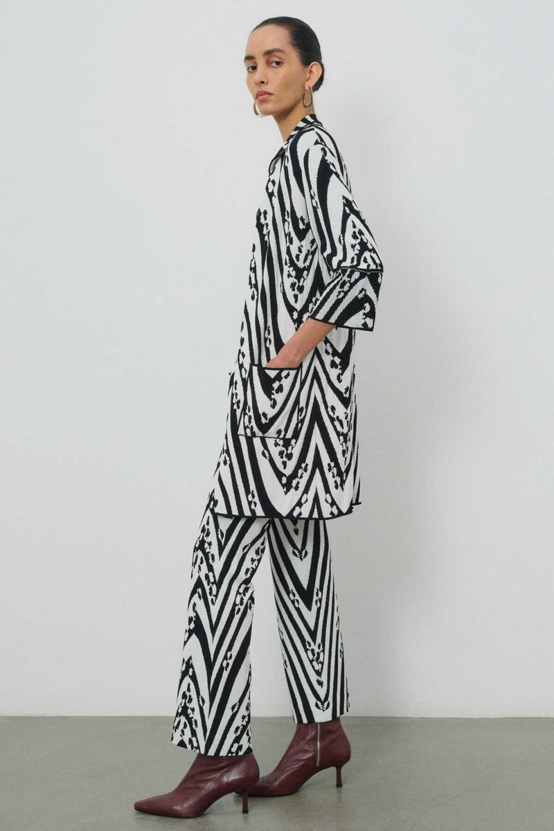 Black and White Patterned Women's Cardigan