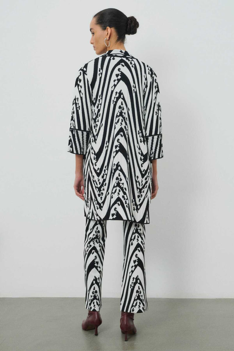 Black and White Patterned Women's Cardigan