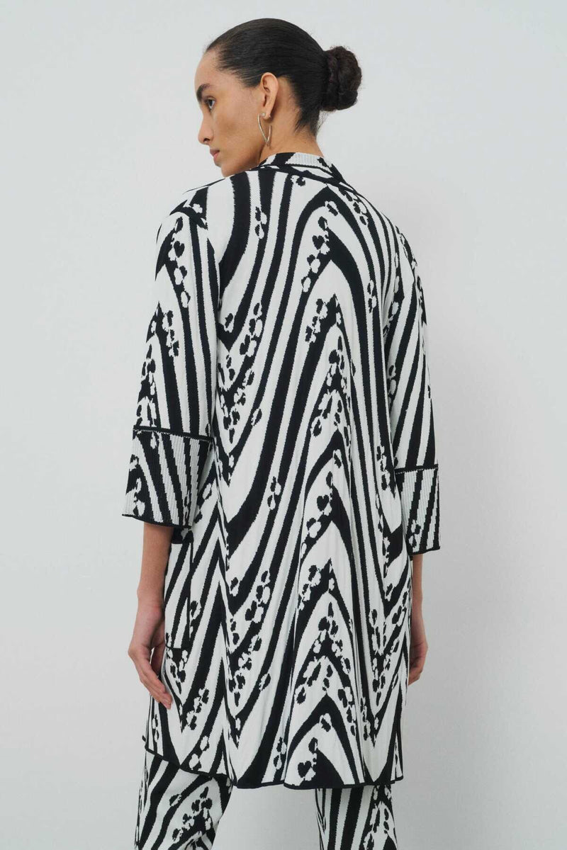 Black and White Patterned Women's Cardigan
