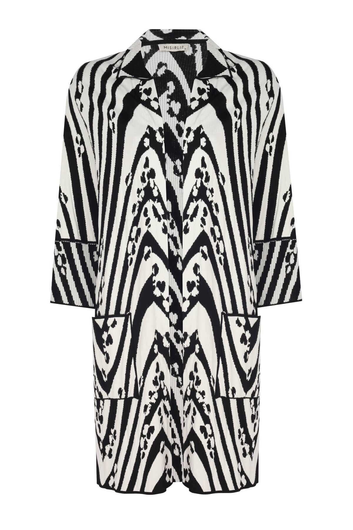 Black and White Patterned Women's Cardigan