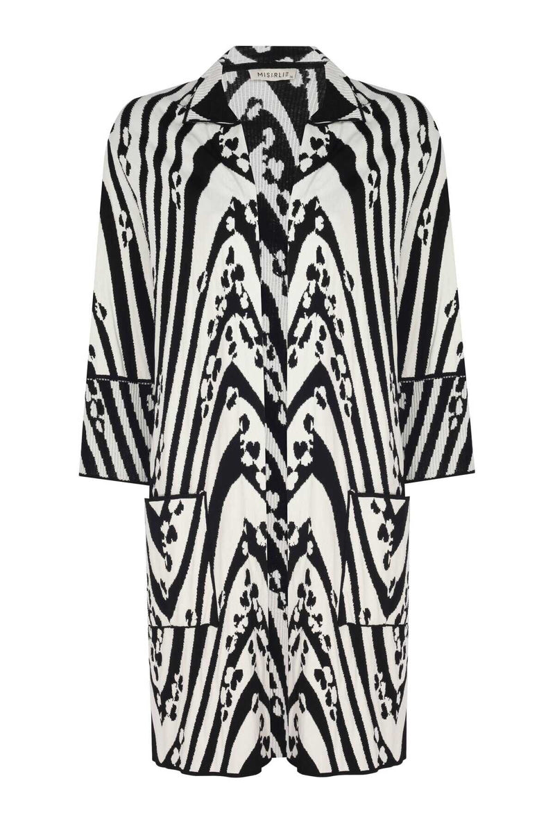 Black and White Patterned Women's Cardigan