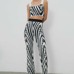 Black and White Patterned Women's Pants