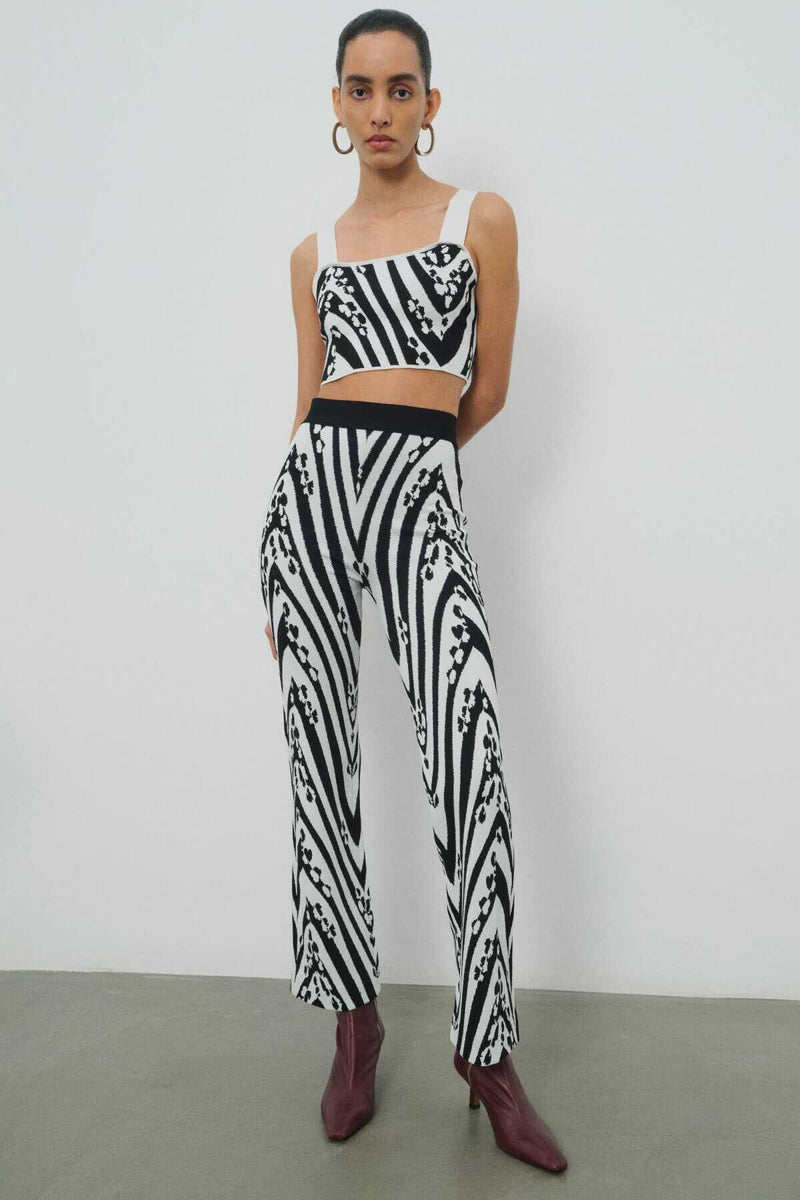 Black and White Patterned Women's Pants