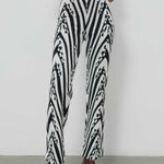 Black and White Patterned Women's Pants