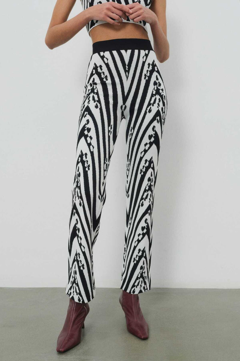 Black and White Patterned Women's Pants