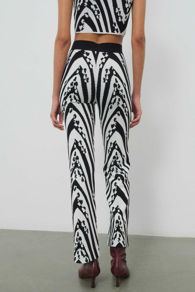 Black and White Patterned Women's Pants