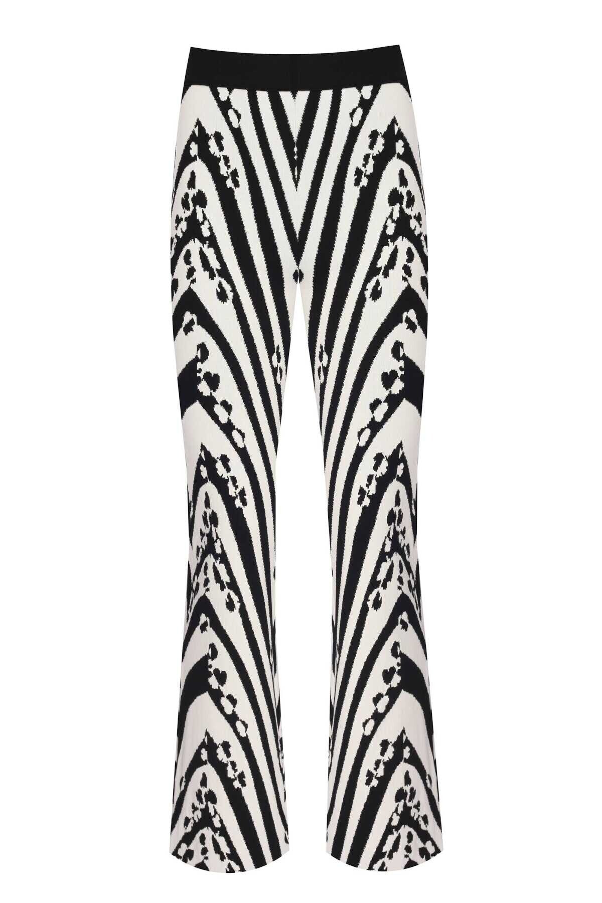Black and White Patterned Women's Pants
