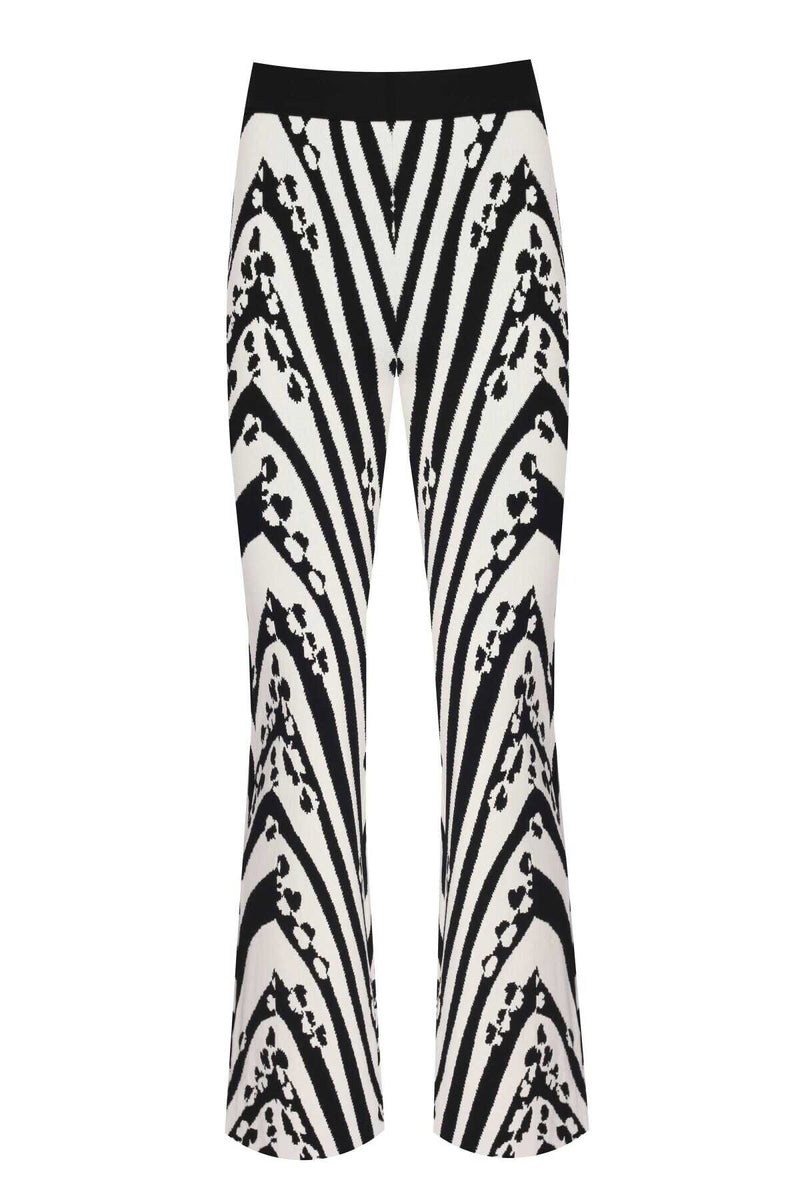 Black and White Patterned Women's Pants