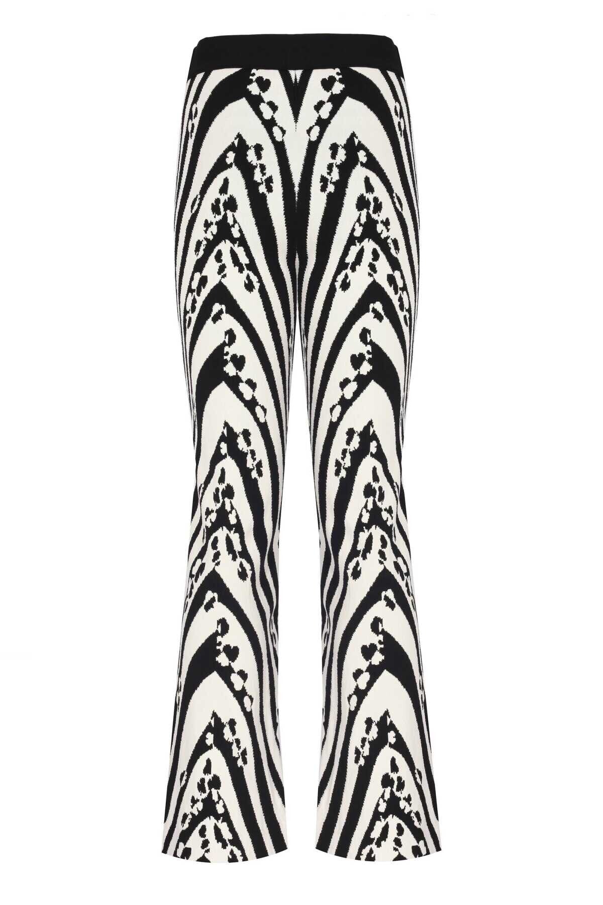 Black and White Patterned Women's Pants
