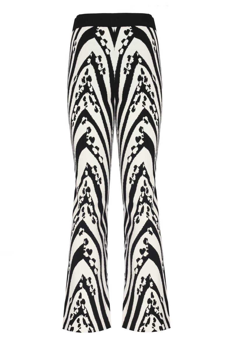 Black and White Patterned Women's Pants