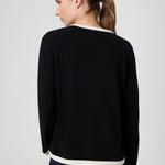 Black and White Rose Appliqué Women's Cardigan