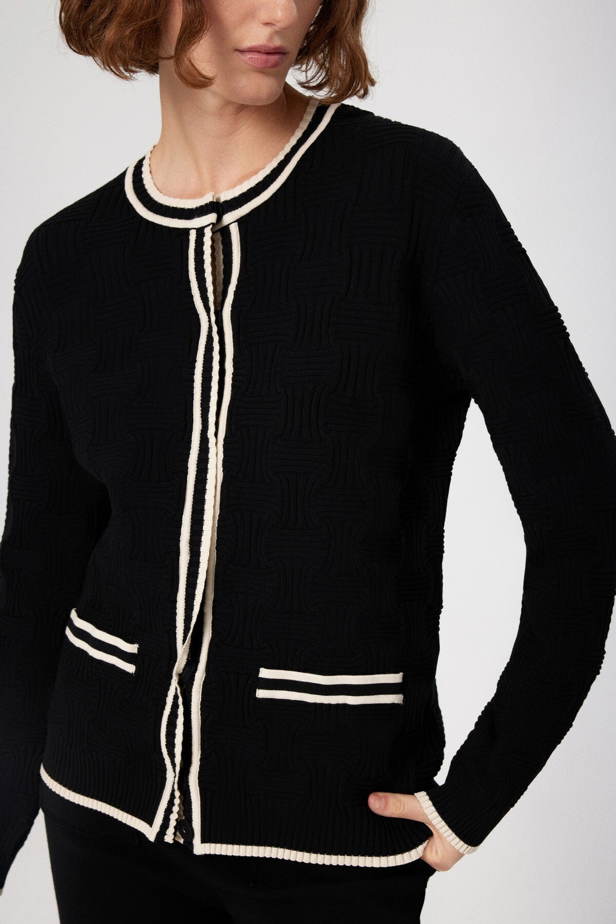 Black and White Striped Women's Jacket
