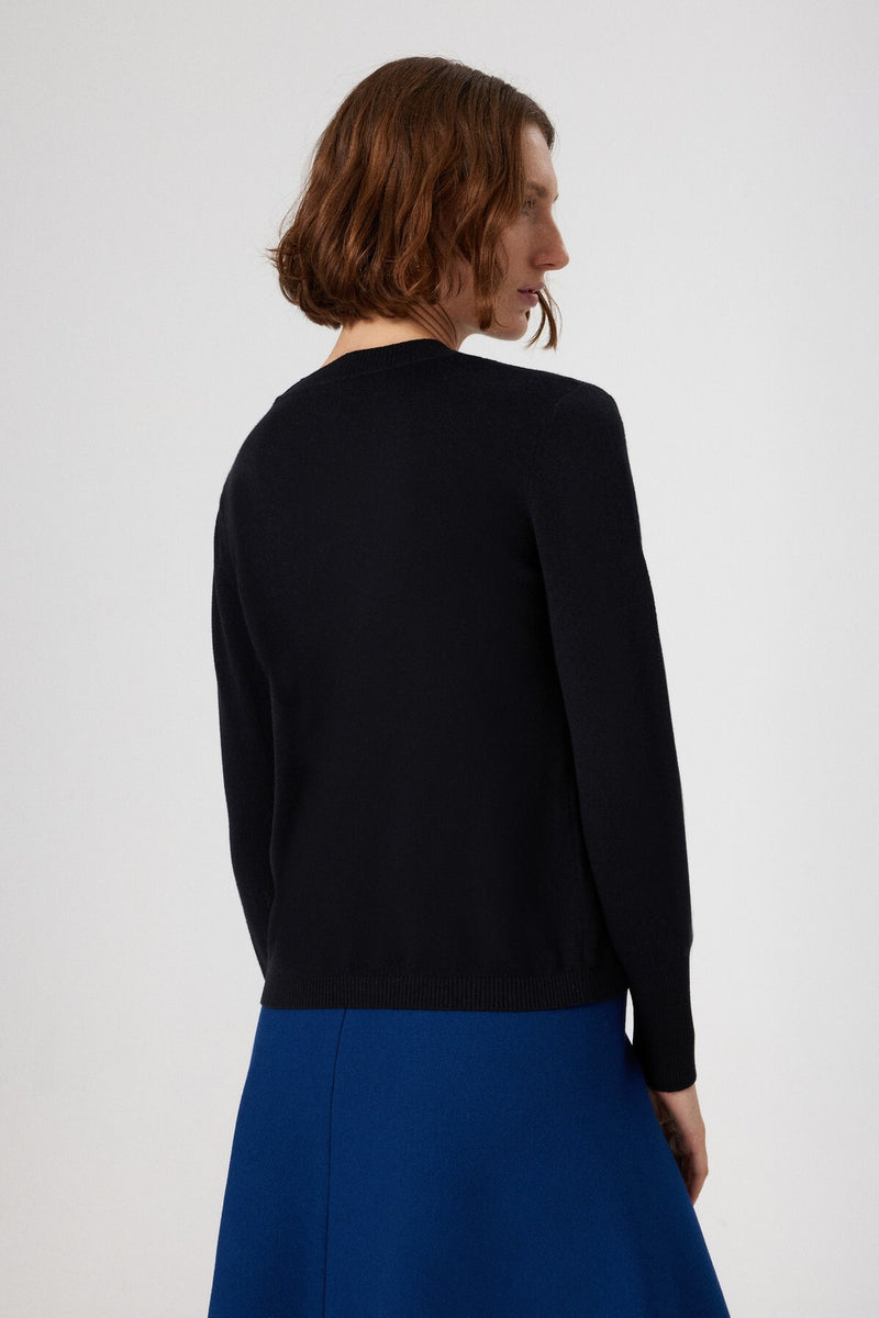 Black Crew Neck Basic Women's Sweater