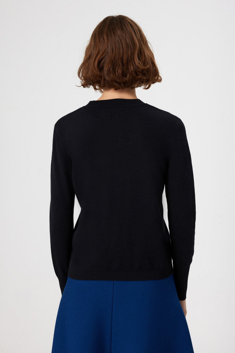 Black Crew Neck Basic Women's Sweater