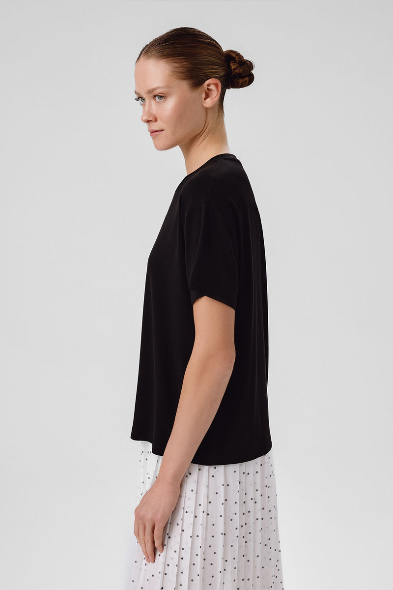 Black Crew Neck Basic Women's T-Shirt