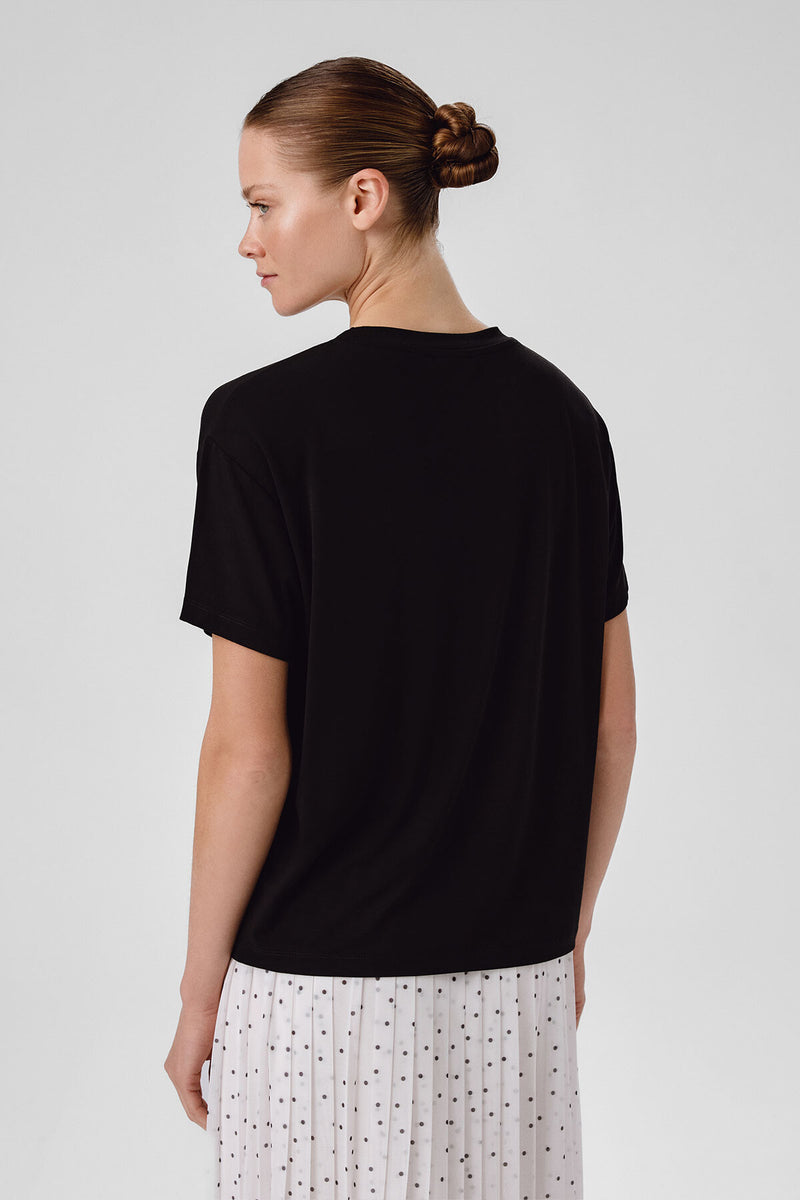 Black Crew Neck Basic Women's T-Shirt