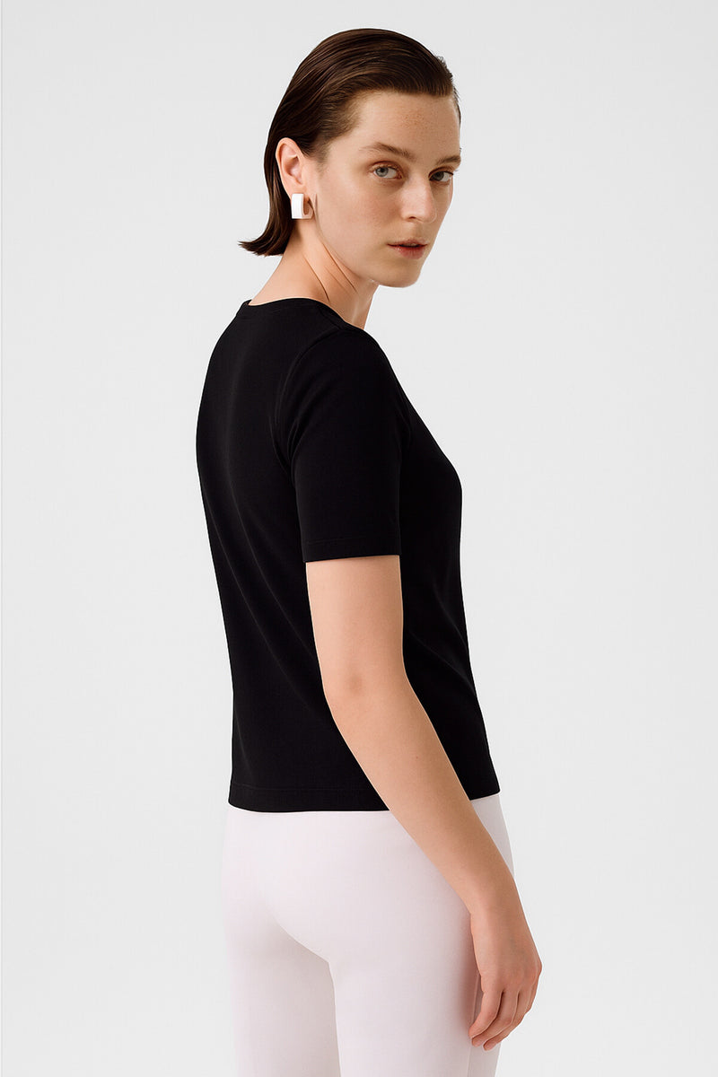 Black Bike Neck Short Sleeve Women's Sweater