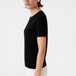Black Bike Neck Short Sleeve Women's Sweater