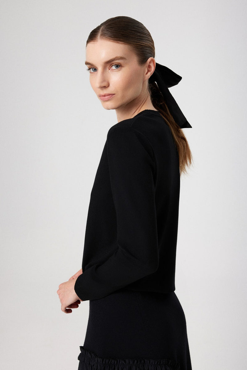 Black Crew Neck Knit Women's T-Shirt