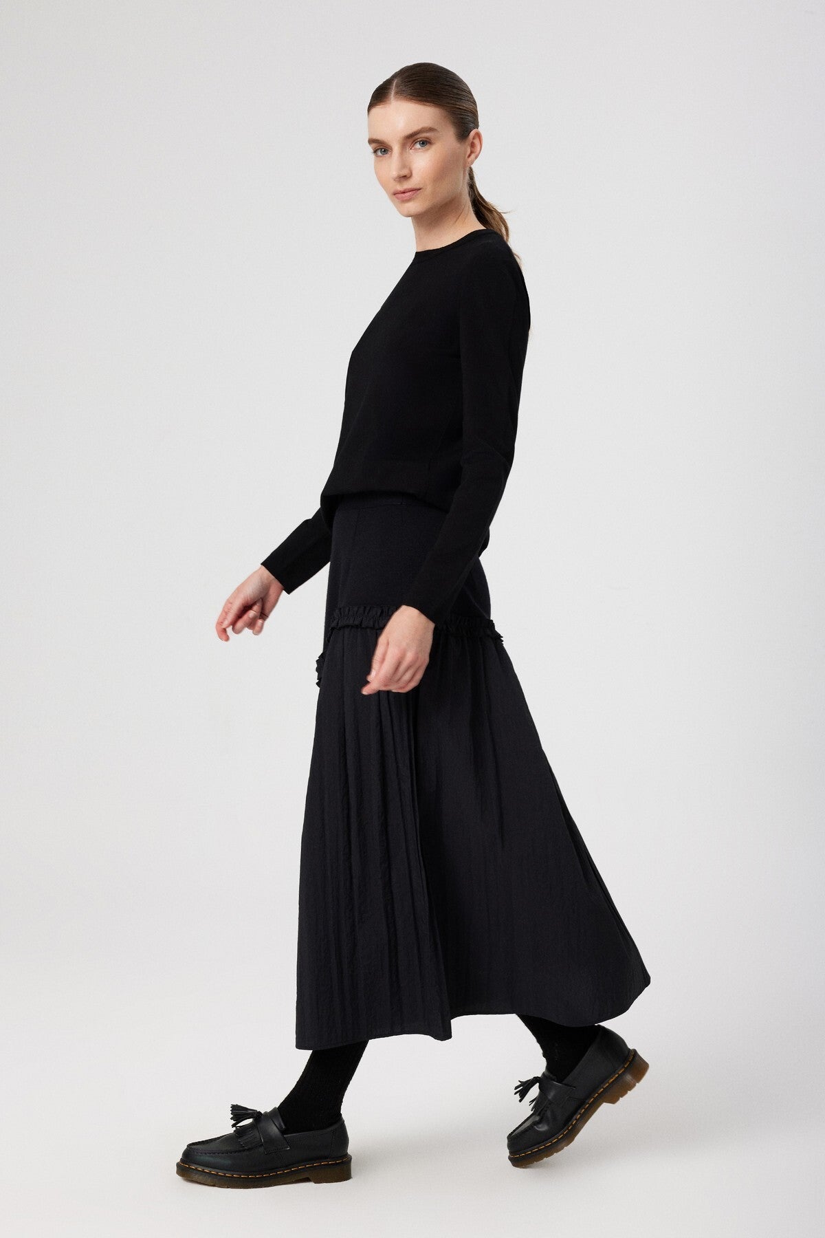 Black Crew Neck Knit Women's T-Shirt