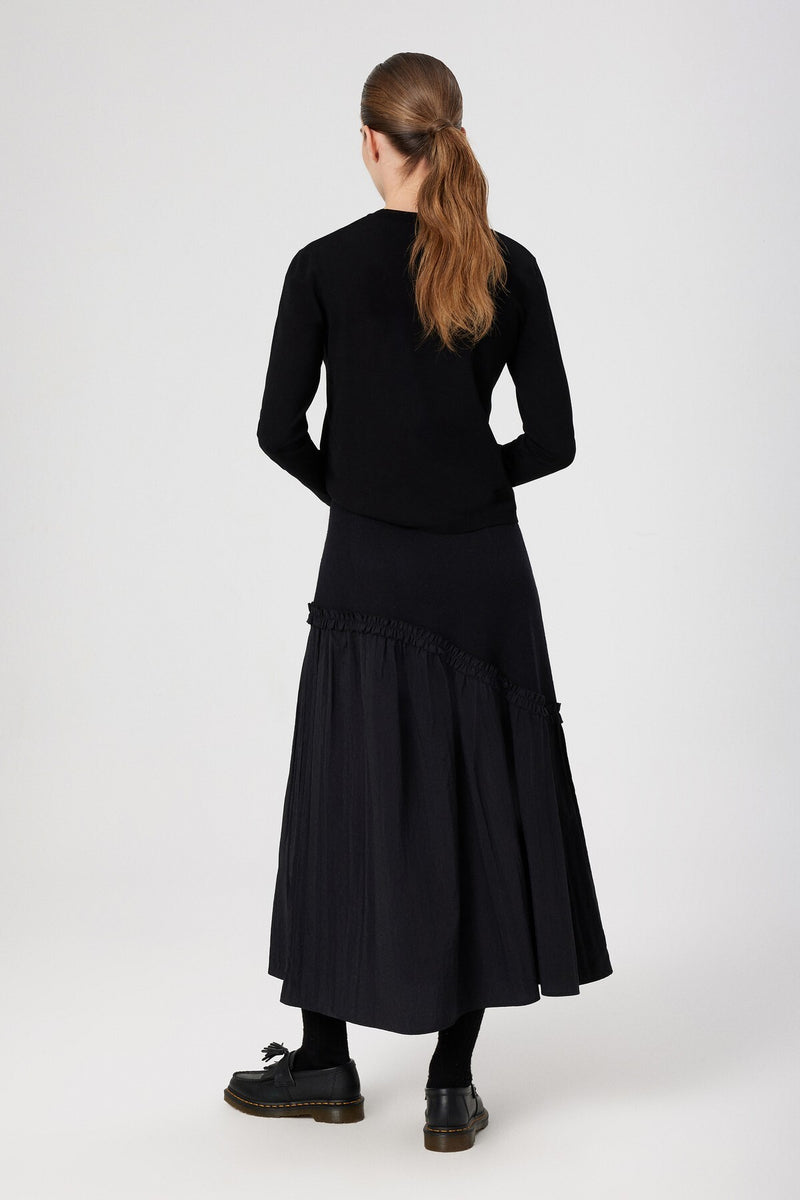 Black Crew Neck Knit Women's T-Shirt