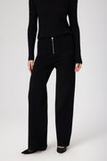 Black Detailed Zippered Women's Pants