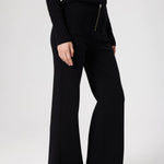 Black Detailed Zippered Women's Pants