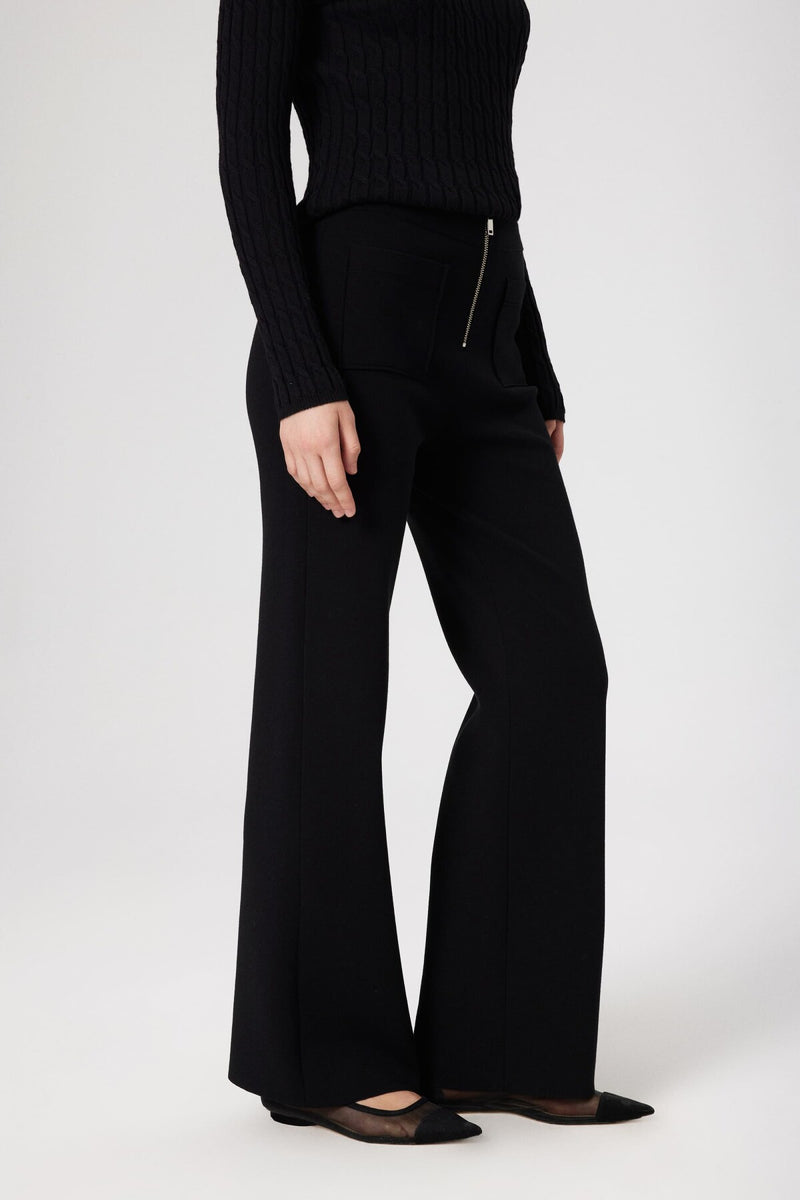 Black Detailed Zippered Women's Pants