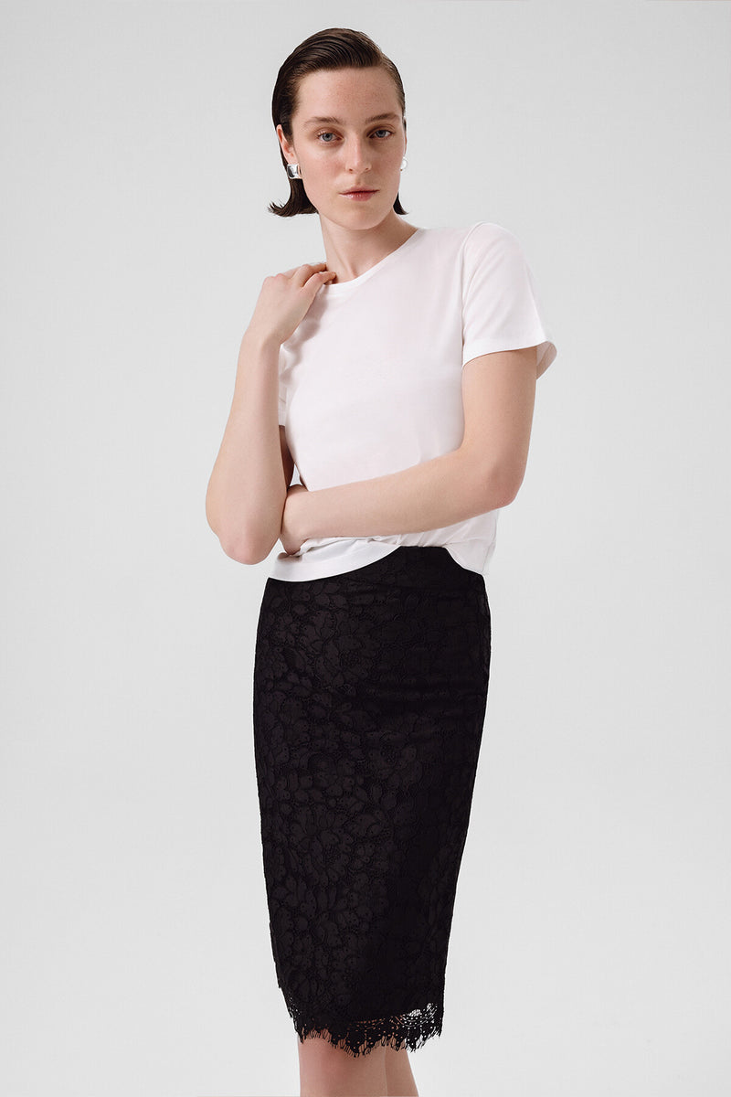 Black Lace Midi Skirt